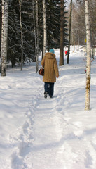 woman on the winter path