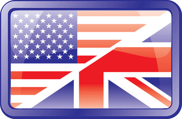 us and uk flag icon. english