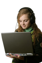 pretty student with headphones