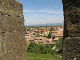 Fototapeta na wymiar carcassonne. a view of the village from the castle