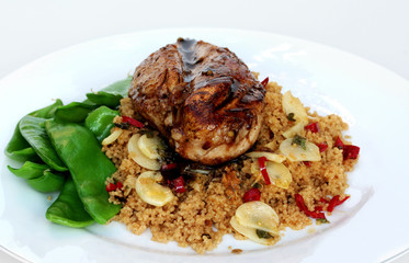 balsamic chicken and garlic cous cous