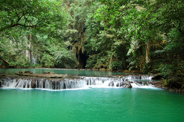 jungle lagoon, green water, thailand