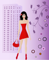 happy smilingly girl in spring - illustration