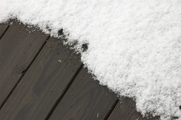 background series: snow on wooden deck