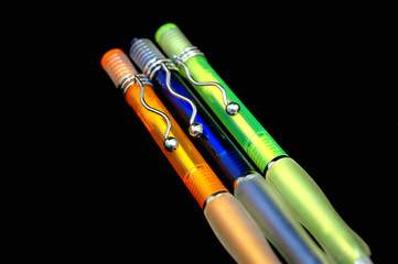 colourful ballpoint pens