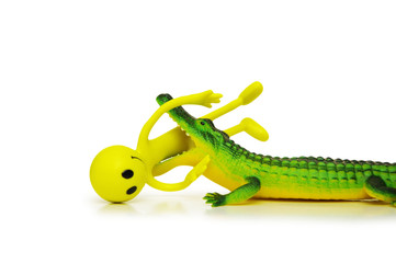 Naklejka premium crocodile killing smilie - isolated on white