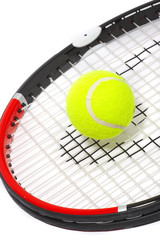 tennis racket with a ball on a white background.