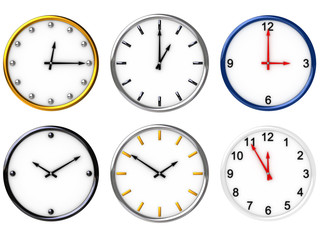 six various clocks
