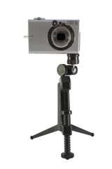 compact camera on tripod