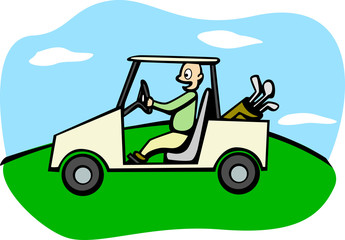 driving a golf cart