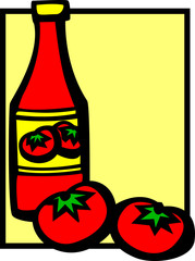 ketchup bottle and tomatoes