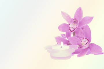 Obraz na płótnie Canvas Orchidea i świeca