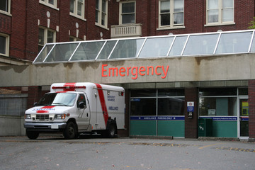 emergency room entrance with ambulance