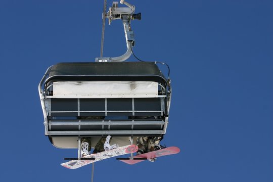 boarders in a chairlift