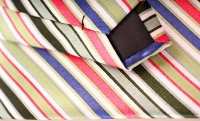 closeup of striped business tie