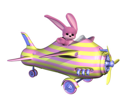 Easter Bunny Flying A Plane