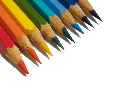 rainbow pencils row