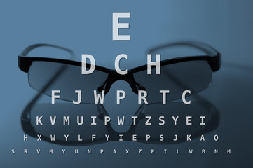 glasses and eye test chart