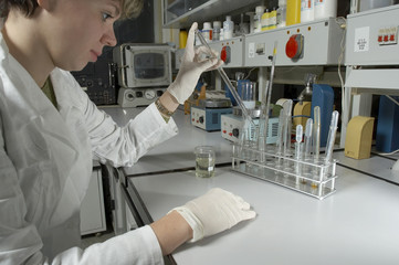 working in the laboratory