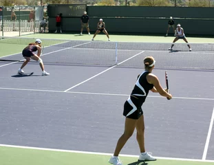 Deurstickers women playing doubles © Galina Barskaya