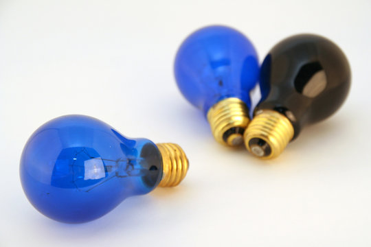 black and blue light bulbs