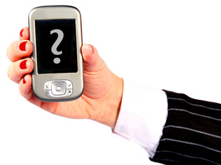 closeup of business woman hand holding pda