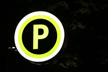 neon parking sign