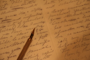 calligraphy penmanship on hand writing of a letter