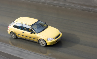 Fototapeta na wymiar yellow car, a honda japanese sport car model