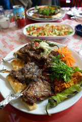 meat at the plate in restaurant