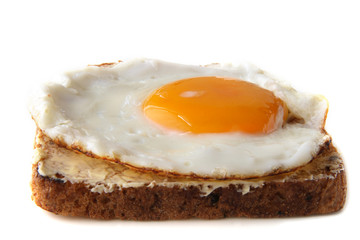 traditional fried egg on buttered toast