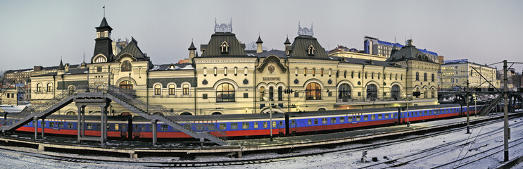 vladivostok railwai station and passenger train