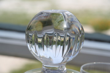 crystal cut glass decanter top