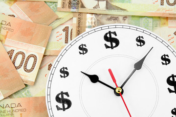 clock and canadian dollars