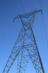 silhouette of a high voltage electricity pylon
