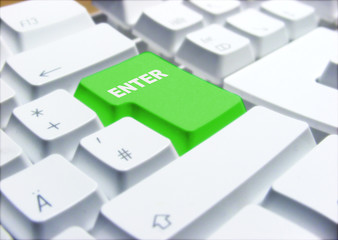 Eingabetaste Enter Return Taste Grün Tastatur Close-Up