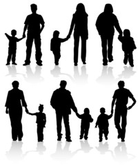 silhouettes of parents with children