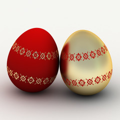 red glass and gold eggs to easter sunday