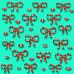 bows and hearts gift wrap