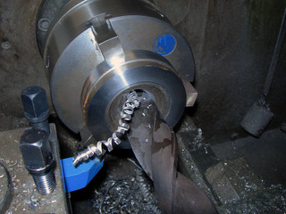 lathe with a metal chip