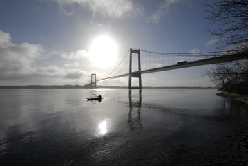 blue morning by the suspension bridge #3