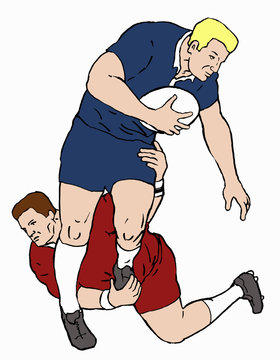 rugby 2 players tackle