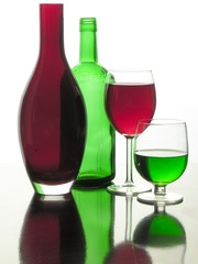 bottles and glasses