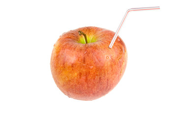apple with a straw