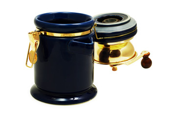 opened coffee grinder (isolated on white)