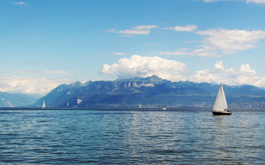Naklejka premium sailing on the lake