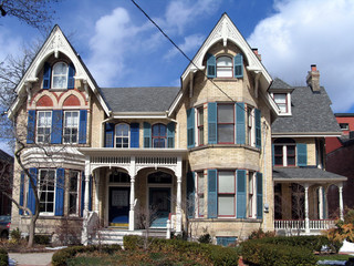 Fototapeta na wymiar colorful victorian houses