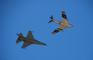 heritage flight at airshow