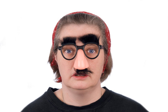 Woman Wearing Fake Nose And Glasses