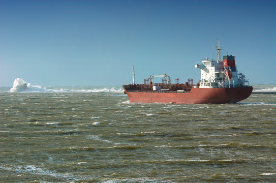 big ship in rough sea